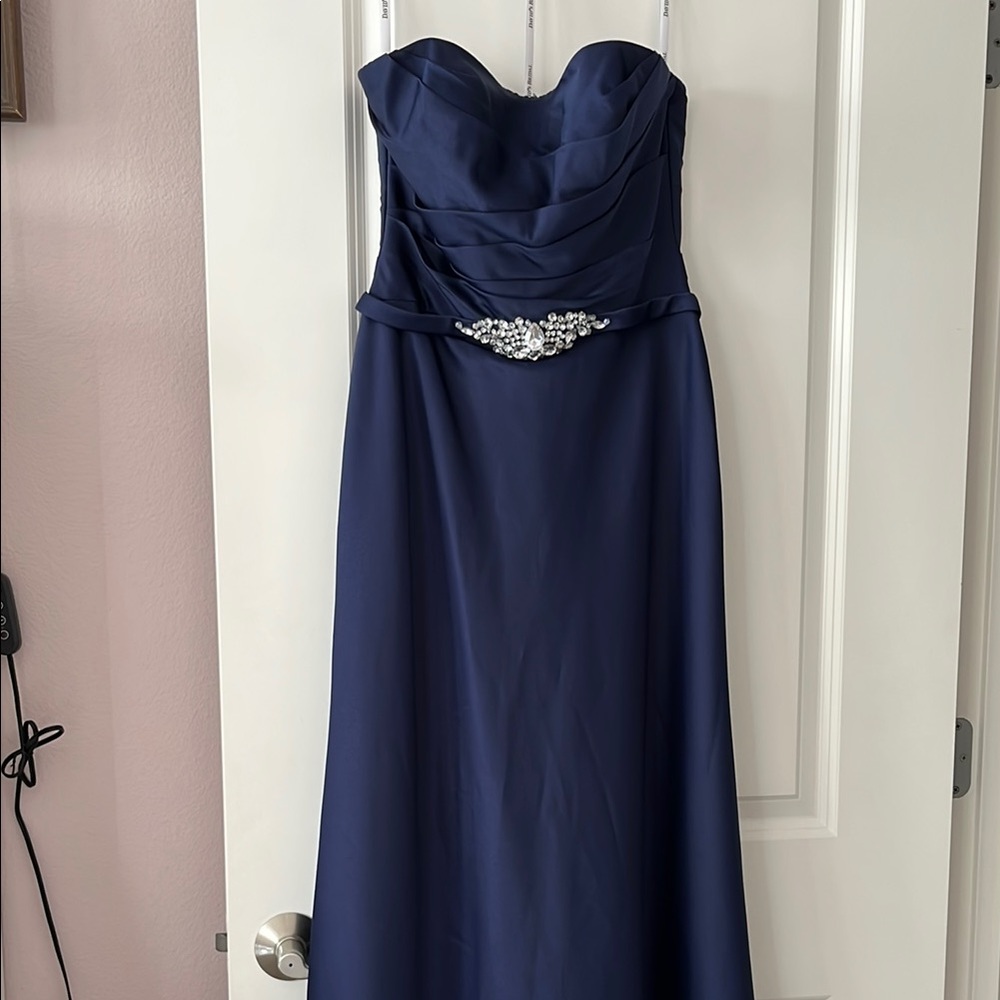 Elegant David’s Bridal Navy Blue Strapless Dress